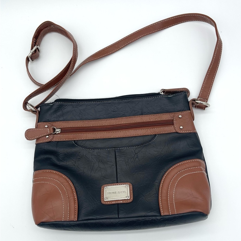 Stone & Co. Crossbody Bag - Black/Brown Zipper Closure